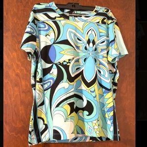 Stretchy Blue Patterned Top